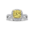 2.25Cttw Elongated Cushion Shaped Yellow Lab Grown Diamond (F/VS) Engagement Ring 14K Gold by Fine Color Jewels
