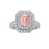 2Cttw Emerald Shaped Pink Lab Grown Diamond (F/VS) Double Halo Engagement Ring 14K Gold
