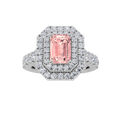 2Cttw Emerald Shaped Pink Lab Grown Diamond (F/VS) Double Halo Engagement Ring 14K Gold by Fine Color Jewels