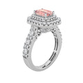 2Cttw Emerald Shaped Pink Lab Grown Diamond (F/VS) Double Halo Engagement Ring 14K Gold by Fine Color Jewels
