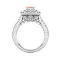 2Cttw Emerald Shaped Pink Lab Grown Diamond (F/VS) Double Halo Engagement Ring 14K Gold by Fine Color Jewels