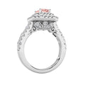 2Cttw Emerald Shaped Pink Lab Grown Diamond (F/VS) Double Halo Engagement Ring 14K Gold by Fine Color Jewels