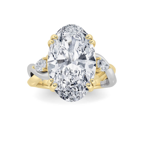 6.25Cttw Oval Shaped Lab Grown Diamond (F/VS) Bold Accented Engagement Ring in 14K Gold by Fine Color Jewels