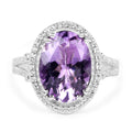 5.55 Carat Genuine Amethyst & White Topaz .925 Sterling Silver Ring by Bids.com