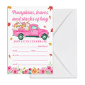 YGRBXJZD Fall Pumpkin Birthday Invitation Girl Pink Floral 4x6 20 Sets by Deal US