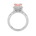 4Cttw Emerald Shaped Pink Lab Grown Diamond (F/VS) Split Shank Halo Engagement Ring 14K Gold by Fine Color Jewels