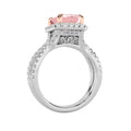 4Cttw Emerald Shaped Pink Lab Grown Diamond (F/VS) Split Shank Halo Engagement Ring 14K Gold by Fine Color Jewels
