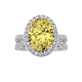 4Cttw Oval Shaped Yellow Lab Grown Diamond (F/VS) Split Shank Halo Engagement Ring 14K Gold by Fine Color Jewels