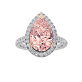 3Cttw Pear Shaped Pink Lab Grown Diamond (F/VS) Bold Accented Halo Engagement Ring 14K Gold by Fine Color Jewels