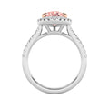 3Cttw Pear Shaped Pink Lab Grown Diamond (F/VS) Bold Accented Halo Engagement Ring 14K Gold by Fine Color Jewels