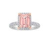 2Cttw Emerald Shaped Pink Lab Grown Diamond (F/VS) Halo Accented Engagement Ring 14K Gold