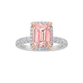 2Cttw Emerald Shaped Pink Lab Grown Diamond (F/VS) Halo Accented Engagement Ring 14K Gold by Fine Color Jewels