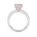 2Cttw Emerald Shaped Pink Lab Grown Diamond (F/VS) Halo Accented Engagement Ring 14K Gold by Fine Color Jewels