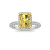 2Cttw Radiant Shaped Yellow Lab Grown Diamond (F/VS) Halo Accented Engagement Ring 14K Gold