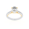 1Cttw Oval Shaped Lab Grown Diamond (F/VS) Two Tone Cathedral Shank Solitaire Engagement Ring in 14K Gold