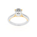 1Cttw Oval Shaped Lab Grown Diamond (F/VS) Two Tone Cathedral Shank Solitaire Engagement Ring in 14K Gold by Fine Color Jewels