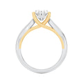 2Cttw Oval Shaped Lab Grown Diamond (F/VS) Two Tone Cathedral Shank Solitaire Engagement Ring in 14K Gold by Fine Color Jewels