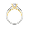 1Cttw Pear Shaped Lab Grown Diamond (F/VS) Two Tone Cathedral Shank Solitaire Engagement Ring in 14K Gold by Fine Color Jewels
