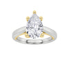 2Cttw Pear Shaped Lab Grown Diamond (F/VS) Two Tone Cathedral Shank Solitaire Engagement Ring 14K Gold