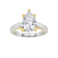 2Cttw Pear Shaped Lab Grown Diamond (F/VS) Two Tone Cathedral Shank Solitaire Engagement Ring 14K Gold by Fine Color Jewels