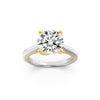 2Cttw Round Shaped Lab Grown Diamond (F/VS) Two Tone Cathedral Shank Solitaire Engagement Ring in 14K Gold