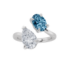 3Cttw Oval Shaped Lab Grown Diamond (F/VS) Toi et Moi Fashion Engagement Bypass Ring 14K Gold