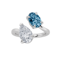 3Cttw Oval Shaped Lab Grown Diamond (F/VS) Toi et Moi Fashion Engagement Bypass Ring 14K Gold by Fine Color Jewels