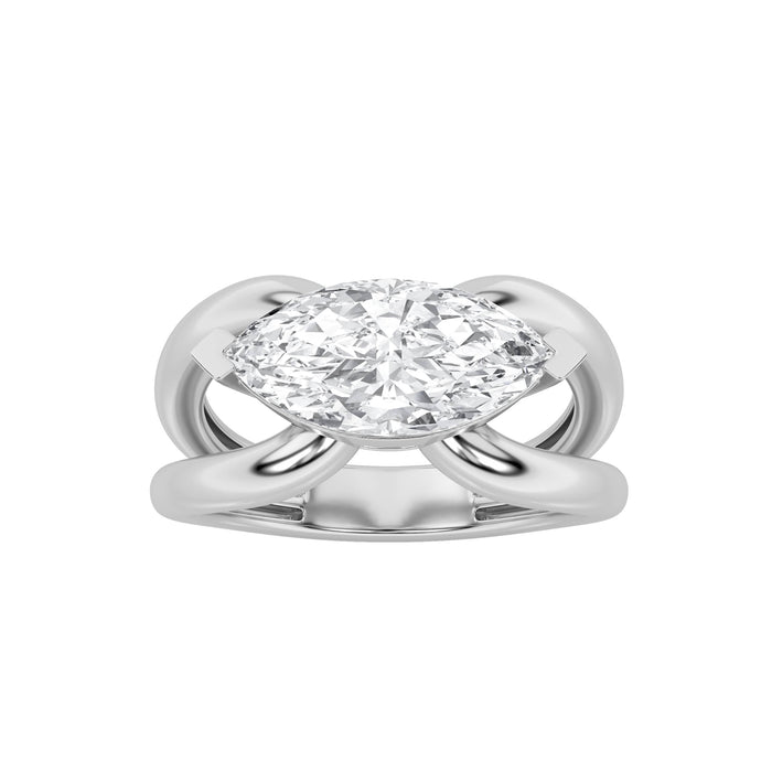 2Cttw Marquise Shaped Lab Grown Diamond (F/VS) East West Solitaire Engagement Ring 14K Gold by Fine Color Jewels