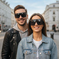 Square Sunglasses for Women Trendy Flat Top Fashion Shades (Black, 1 p