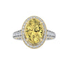 3.5Cttw Oval Shaped Yellow Lab Grown Diamond (F/VS) Bold Accented Statement Halo Engagement Ring 14K Gold