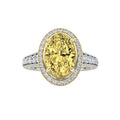 3.5Cttw Oval Shaped Yellow Lab Grown Diamond (F/VS) Bold Accented Statement Halo Engagement Ring 14K Gold by Fine Color Jewels