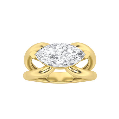 2Cttw Marquise Shaped Lab Grown Diamond (G/VS) East West Solitaire Engagement Ring 14K Gold by Fine Color Jewels