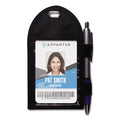 Advantus Badge Holder with Pen Loop, Vertical, Black 3.25" x 6" Holder, 2.75" x 3.5" Insert, 12/Box