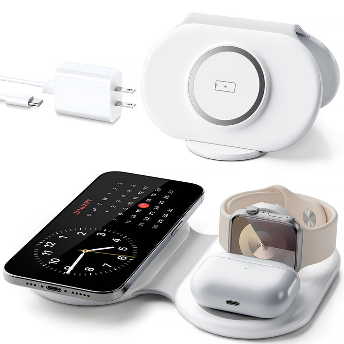 Wireless Mag-Safe Fast Charging Station,Magnetic 3 in 1 Charg