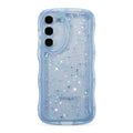 for Samsung Galaxy S23 5G Case 6.1",Cute Curly Wave Case with Star Glitter,Clear