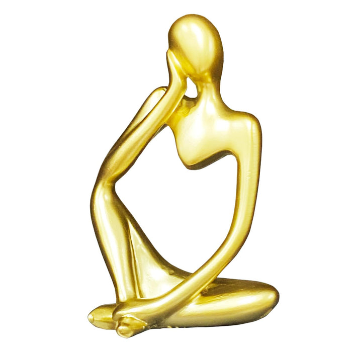 Lgmamob Thinker Gold Resin Decor Statue Small Sculpture Art Deco Figurine by Deal US