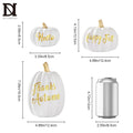 DN DECONATION 3 Pc Fall Pumpkin Decorations White Brown Black Resin Figurines by Deal US