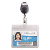 Advantus Resealable ID Badge Holders with 30" Cord Reel, Horizontal, Frosted 4.13" x 3.75" Holder, 3.75" x 2.63" Insert, 10/Pack