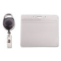 Advantus Resealable ID Badge Holders with 30" Cord Reel, Horizontal, Frosted 4.13" x 3.75" Holder, 3.75" x 2.63" Insert, 10/Pack