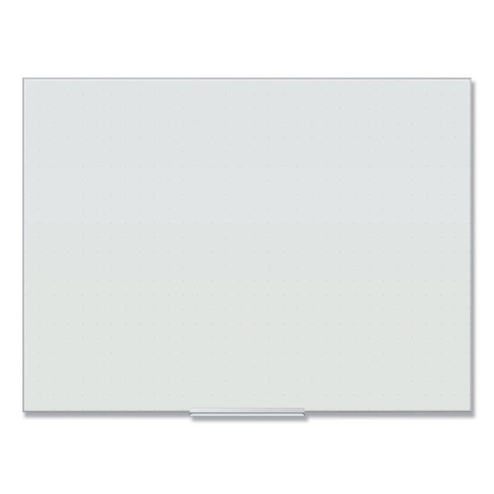 U Brands Floating Glass Ghost Grid Dry Erase Board, 48 x 36, White