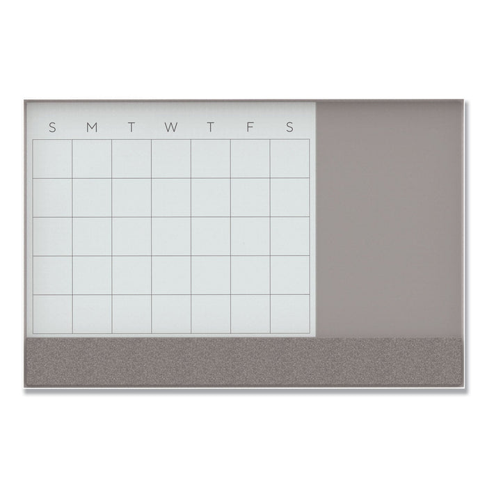U Brands 3N1 Magnetic Glass Dry Erase Combo Board, 48 x 36, Month View, White Surface and Frame
