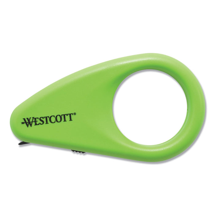 Westcott Compact Safety Ceramic Blade Box Cutter, Fixed Blade, 0.5" Blade, 2.25" Plastic Handle, Green