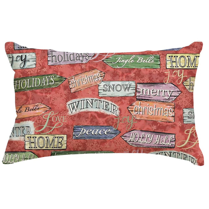 RABUSOFA Christmas Pillow Cover Red Lumbar Cushion 12x20 Inch Pack of 1 by Deal US