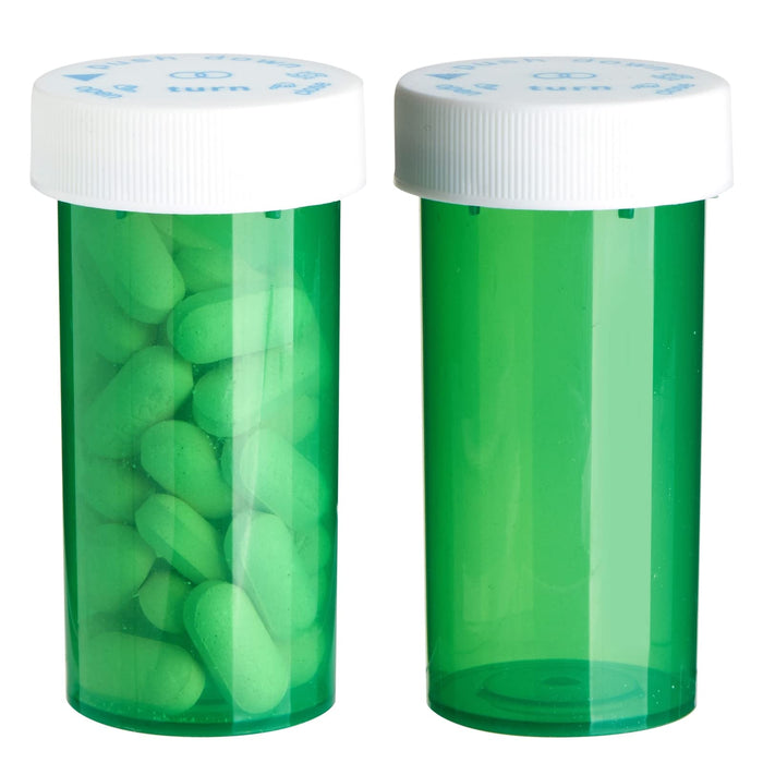 1-Clic™ Clear-Vu Green Child-Resistant Vials - 13 Dram, 200 Count (Rx Prescription Bottles) by Pasteur Pharmacy