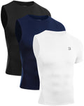 Roadbox Men's Compression Short Sleeve Athletic Shirt Black+White+Navy Size XL by Deal US