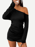 SOFIA'S CHOICE Women's Off Shoulder Long Sleeve Top Black Size S by Deal US