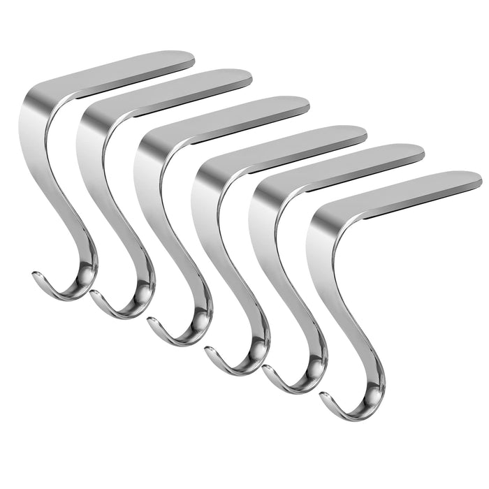 Minetom Christmas Stocking Holders Set of 6 Metal Mantle Hooks Silver by Deal US