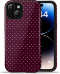Cute Polka Dot Case for iPhone 13/14 Burgundy Summer Aesthetic Design by Merch Section