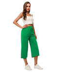 RESHE Womens Capri Pants Yoga Wide Leg Drawstring Pockets Green Size 2XL by Deal US