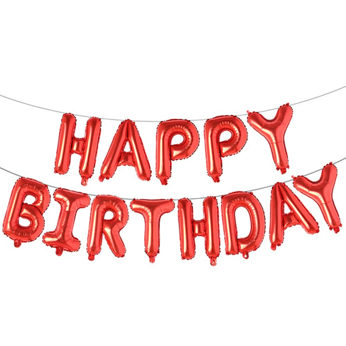 REIANS Happy Birthday Aluminum Foil Banner Balloons Red Party Decor by Deal US